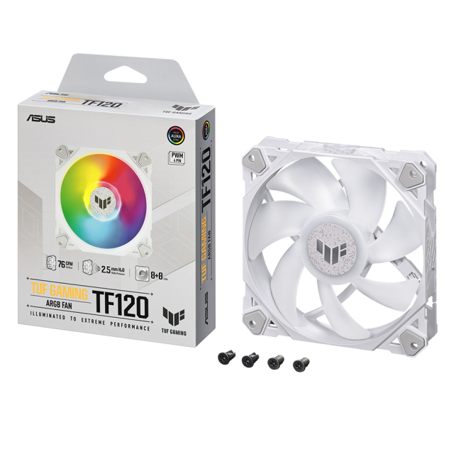 Вентилатор ASUS TUF GAMING TF120 WHITE EDITION, 120mm, 1900 rpm, ARGB