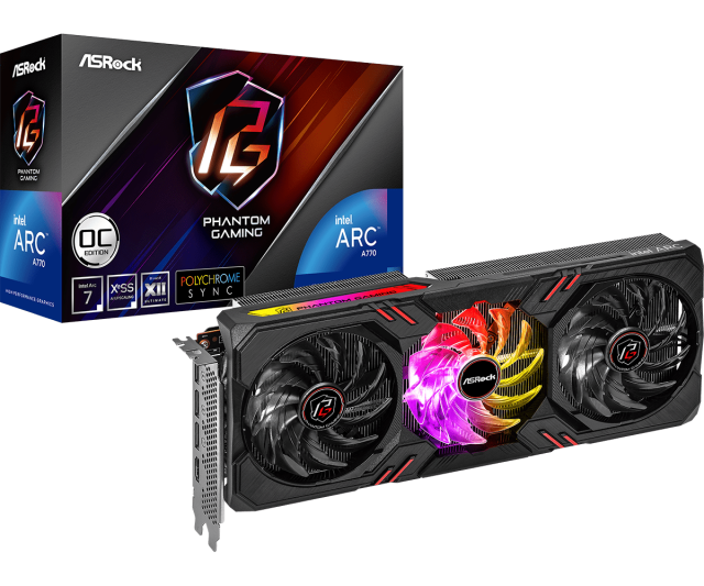 Видео карта ASRock Intel ARC A770 8GB OC Phantom Gaming D, PCI-E 4.0, GDDR6, 256-bit, 3 x DisplayPort, 1 x HDMI