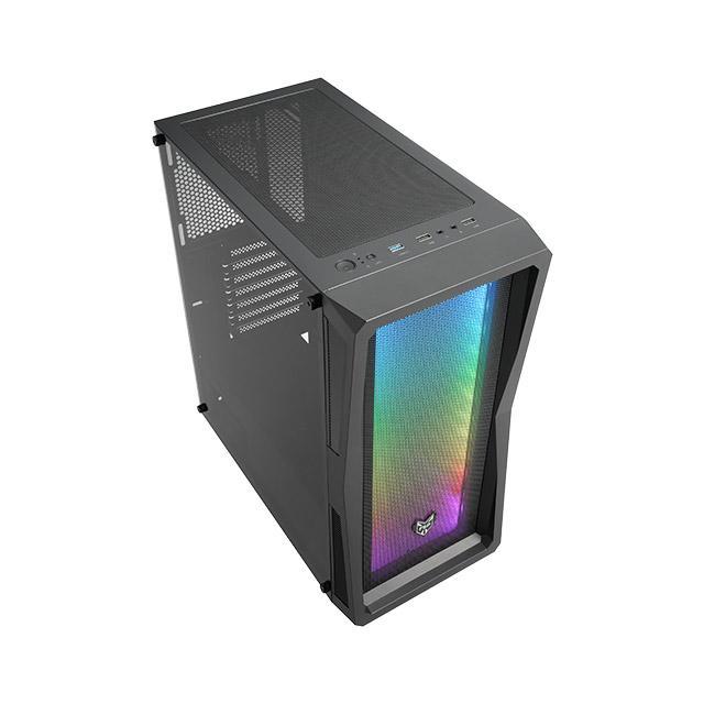Кутия FSP CMT212 ARGB, 2 x USB 3.0, 1 x USB 2.0, HD Audio, TG Mid-Tower, Черен