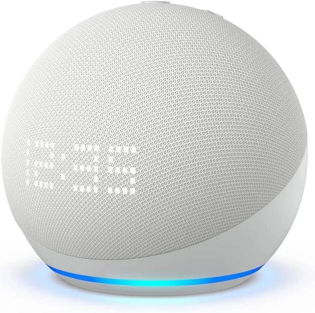 Tонколона смарт Amazon Echo Dot 5, Bluetooth, Wi-Fi, Audio jack 3.5 mm, Гласов асистент, Alexa, Часовник, Бял