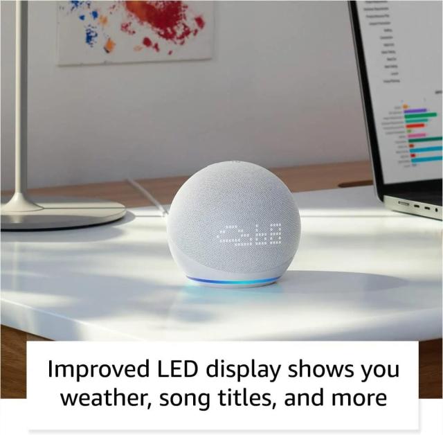 Тонколона смарт Amazon Echo Dot 5, Bluetooth, Wi-Fi, Audio jack 3.5 mm, Гласов асистент, Alexa, Часовник, Син