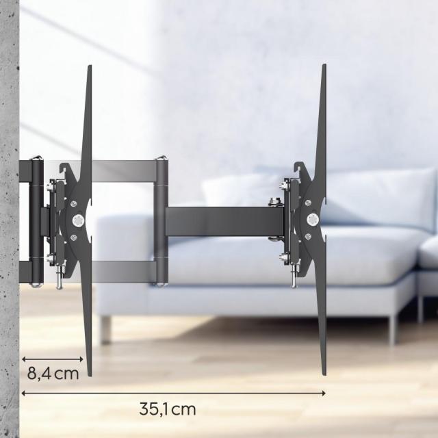 Метална стойка за TV Hama FULLMOTION, 165 см (65"), 40 кг, Черна