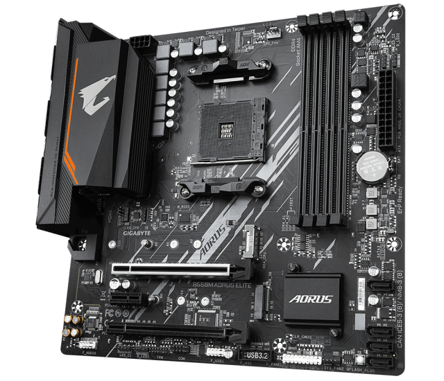 Дънна платка GIGABYTE B550M AORUS ELITE Socket AM4, 4 x DDR4, DVI, HDMI, RGB Fusion 2.0, Micro ATX