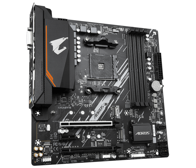 Дънна платка GIGABYTE B550M AORUS ELITE Socket AM4, 4 x DDR4, DVI, HDMI, RGB Fusion 2.0, Micro ATX