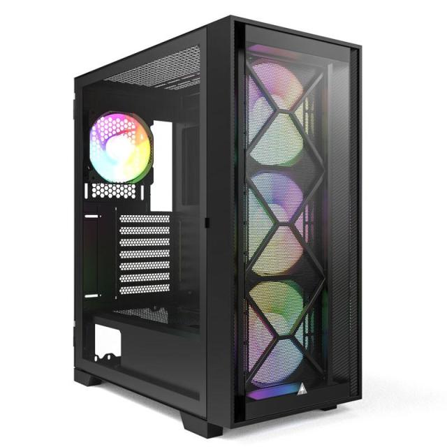 Кутия MONTECH AIR 1000 Premium ARGB, TG, 1 x USB2.0, 2 x USB3.0, Mid-Tower, ATX, Черна