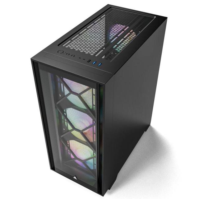 Кутия MONTECH AIR 1000 Premium ARGB, TG, 1 x USB2.0, 2 x USB3.0, Mid-Tower, ATX, Черна