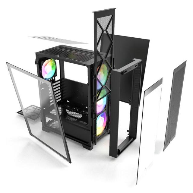 Кутия MONTECH AIR 1000 Premium ARGB, TG, 1 x USB2.0, 2 x USB3.0, Mid-Tower, ATX, Черна