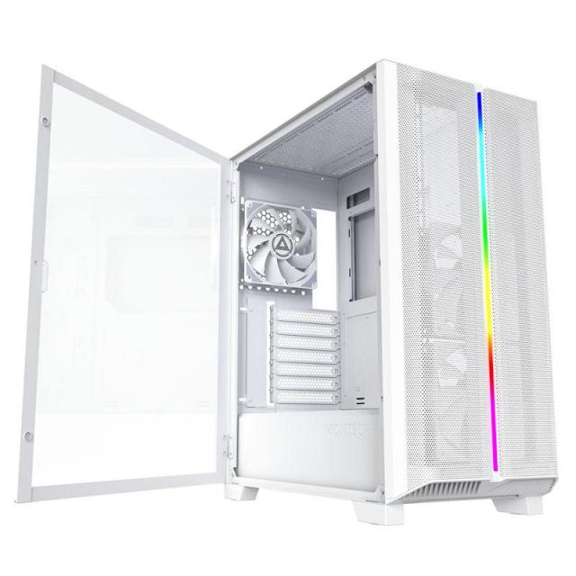 Кутия MONTECH SKY ONE Lite RGB, TG, 1 x Type-C, 2 xUSB3.0, Mid-Tower, ATX, Бяла