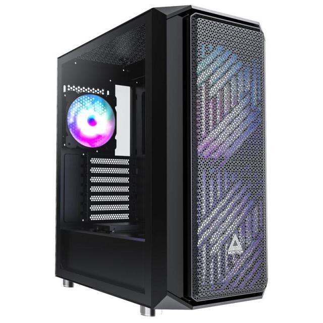 Кутия MONTECH AIR X MESH 200mm ARGB, Tempered Glass, 1 x USB2.0, 2 x USB3.0, Mid-Tower, ATX, Черна