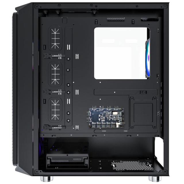 Кутия MONTECH AIR X MESH 200mm ARGB, Tempered Glass, 1 x USB2.0, 2 x USB3.0, Mid-Tower, ATX, Черна