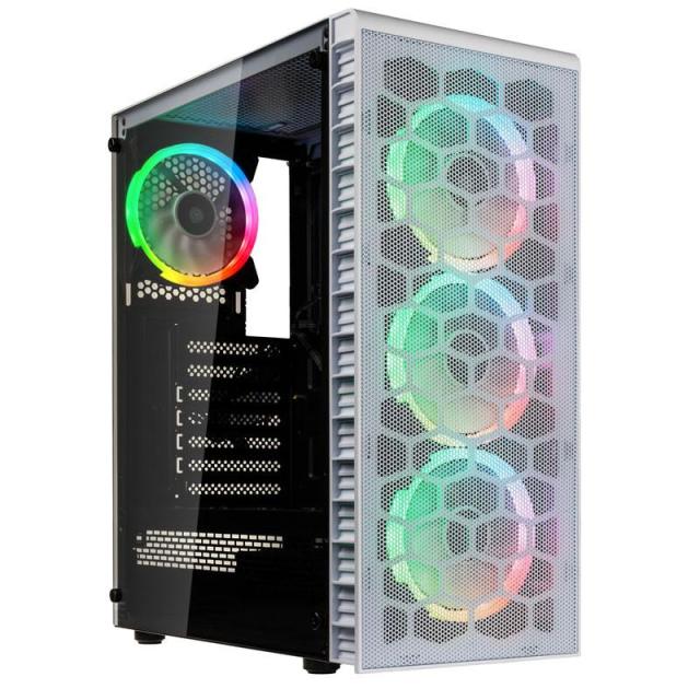 Кутия Kolink Observatory Lite Mesh RGB, 1 x USB 3.0, 2 x USB 2.0, HD Audio,  Mid-Tower ATX, Бял