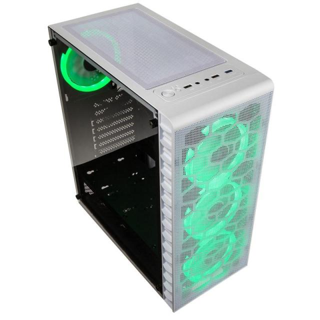 Кутия Kolink Observatory Lite Mesh RGB, 1 x USB 3.0, 2 x USB 2.0, HD Audio,  Mid-Tower ATX, Бял