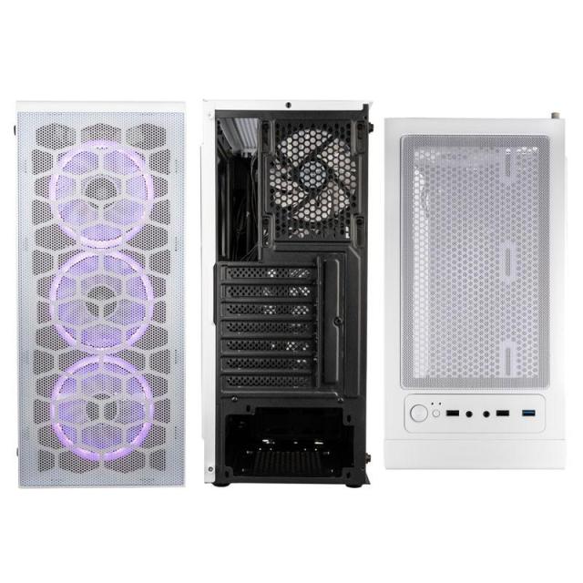 Кутия Kolink Observatory Lite Mesh RGB, 1 x USB 3.0, 2 x USB 2.0, HD Audio,  Mid-Tower ATX, Бял