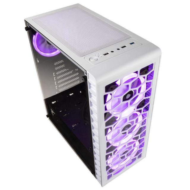 Кутия Kolink Observatory Lite RGB, 1 x USB 3.0, 2 x USB 2.0, HD Audio Mid-Tower ATX, Бял