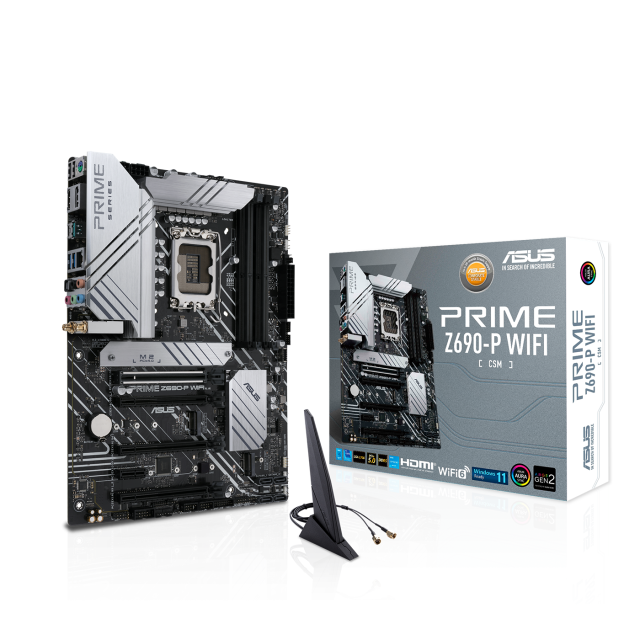 Дънна платка ASUS PRIME Z690-P WIFI, LGA 1700, ATX, DDR5, PCIe 5.0, (DP, HDMI),  4 x SATA 6Gb/s, 3 x M.2, 1 x USB 3.2 Gen 2x2 Type-C, Wi-Fi 6, Bluetooth, Aura Sync RGB, ATX