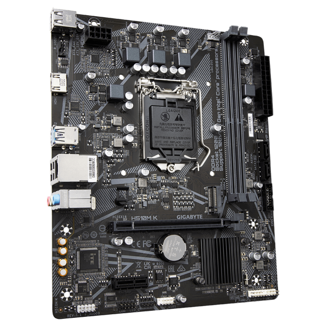 Дънна платка GIGABYTE H510M-K, H510, LGA1200, DDR4, PCI-E 4.0 (HDMI), 2 x SATA 6Gb/s, 1x M.2, 2 x USB 3.2, Micro ATX