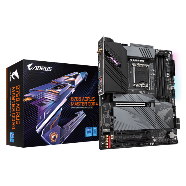 Дънна платка GIGABYTE B760 AORUS MASTER Wi-Fi 6E , LGA1700, 4 x DDR4, (DP/HDMI), USB Type-C, 4 x SATA 6Gb/s, 3 x M.2, ATX