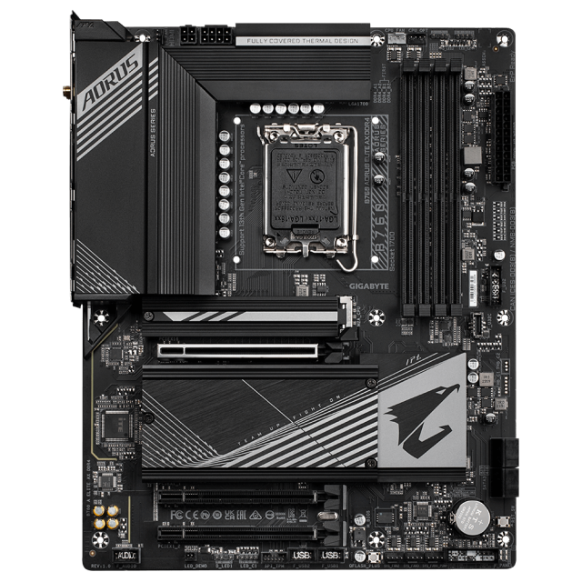 Дънна платка GIGABYTE B760 AORUS ELITE AX, socket 1700, 4 x DDR4, (DP/HDMI), USB Type-C, Wi-Fi 6E, Bluetooth, 3 x M.2, ATX
