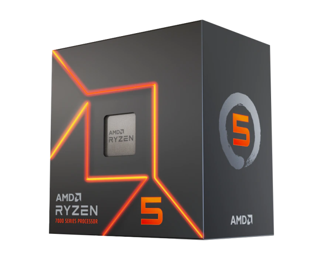 Процесор AMD RYZEN 5 7600 (6-ядрен) 3.8 GHz (5.1 GHz Turbo) 32MB/65W/AM5/BOX AM5 BOX, с охлаждане