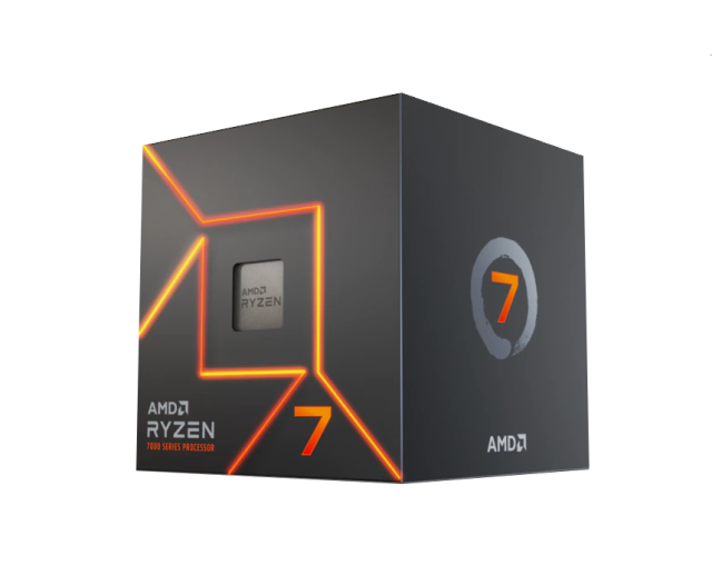 Процесор AMD RYZEN 7 7700 (8-ядрен) 3.8 GHz (5.3 GHz Turbo) 32MB/65W/AM5/BOX, без охлаждане