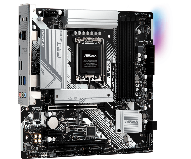 Дънна платка ASRock B760M PRO RS, LGA1700, 4xDDR4, PCI-E 3.0 (HDMI/DP), 4x SATA 6Gb/s, 1x M.2, 1x USB Type-C, Micro ATX