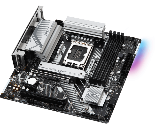 Дънна платка ASRock B760M PRO RS, LGA1700, 4xDDR4, PCI-E 3.0 (HDMI/DP), 4x SATA 6Gb/s, 1x M.2, 1x USB Type-C, Micro ATX