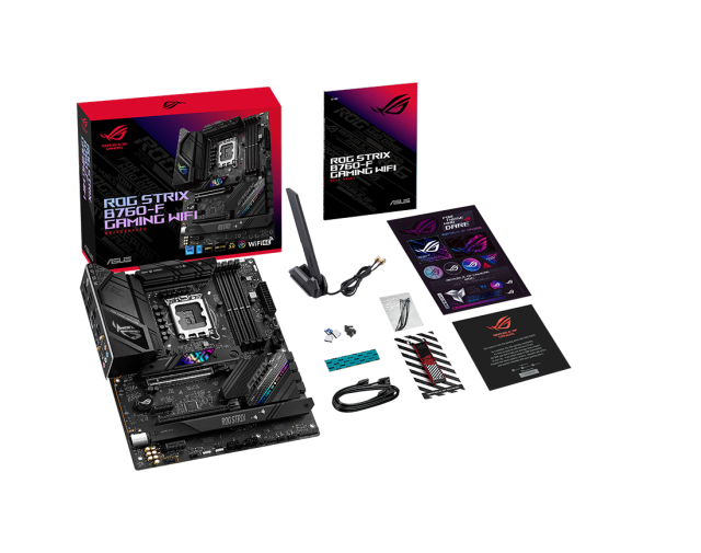 Дънна платка ASUS ROG STRIX B760-F GAMING WIFI, LGA1700, (HDMI/DP) 4x DDR5, PCIe 5.0,  WiFi 6E, 3x M.2,1 x USB Type-C,  Aura Sync RGB, ATX