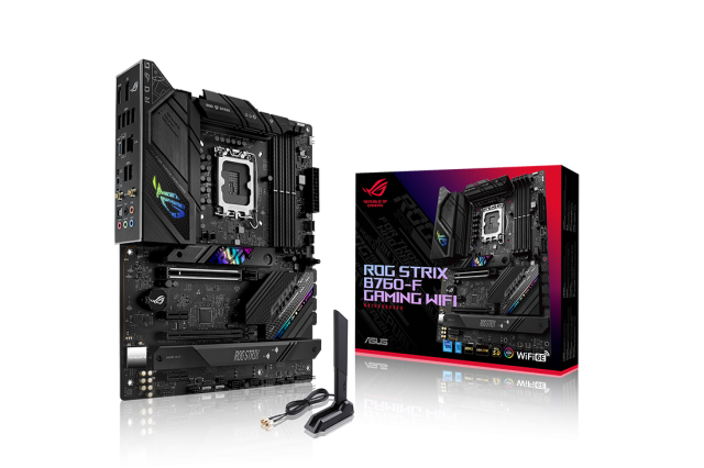 Дънна платка ASUS ROG STRIX B760-F GAMING WIFI, LGA1700, (HDMI/DP) 4x DDR5, PCIe 5.0,  WiFi 6E, 3x M.2,1 x USB Type-C,  Aura Sync RGB, ATX