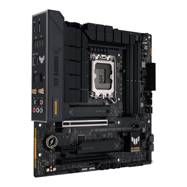 Дънна платка ASUS TUF GAMING B760M-PLUS WIFI D4, LGA 1700, (HDMI/DP) 4x DDR4, PCIe 5.0, WiFi 6, 1 x USB Type-C, Micro-ATX