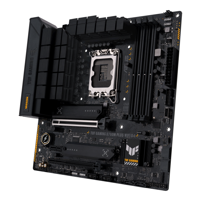 Дънна платка ASUS TUF GAMING B760M-PLUS WIFI D4, LGA 1700, (HDMI/DP) 4x DDR4, PCIe 5.0, WiFi 6, 1 x USB Type-C, Micro-ATX