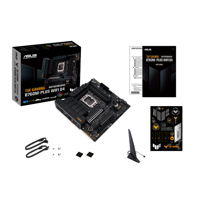 Дънна платка ASUS TUF GAMING B760M-PLUS WIFI D4, LGA 1700, (HDMI/DP) 4x DDR4, PCIe 5.0, WiFi 6, 1 x USB Type-C, Micro-ATX