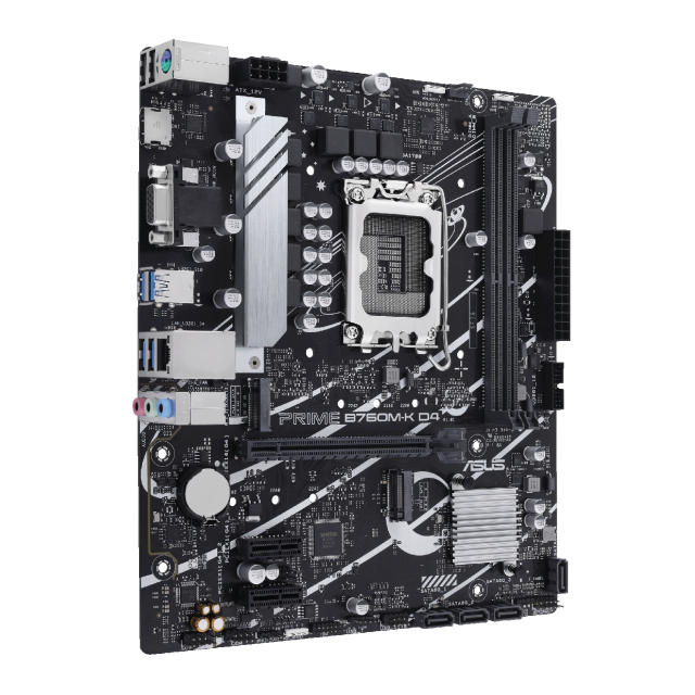 Дънна платка ASUS PRIME B760M-K D4, PCIe 4.0, LGA 1700, (HDMI/VGA), 2xDDR4, 4 x SATA 6Gb/s, 2xM.2 Gen4, Aura Sync, mATX