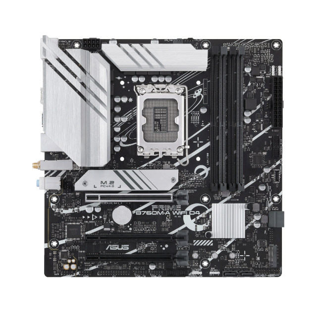 Дънна платка ASUS PRIME B760M-A WIFI D4, PCIe 4.0, LGA1700, 4xDDR4, 4 x SATA 6Gb/s, 2xM.2 Gen4, WiFi 6, 2xHDMI/DP, mATX