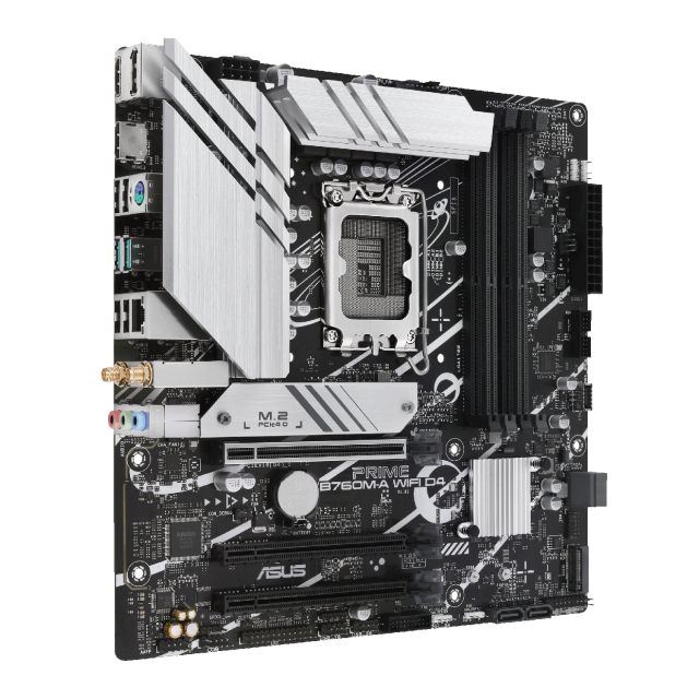 Дънна платка ASUS PRIME B760M-A WIFI D4, PCIe 4.0, LGA1700, 4xDDR4, 4 x SATA 6Gb/s, 2xM.2 Gen4, WiFi 6, 2xHDMI/DP, mATX