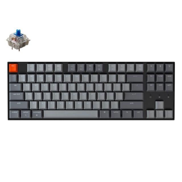 Геймърска Механична клавиатура Keychron K8 G2, Hot-Swappable TKL Gateron Blue Switch White LED Gateron Blue Switch ABS