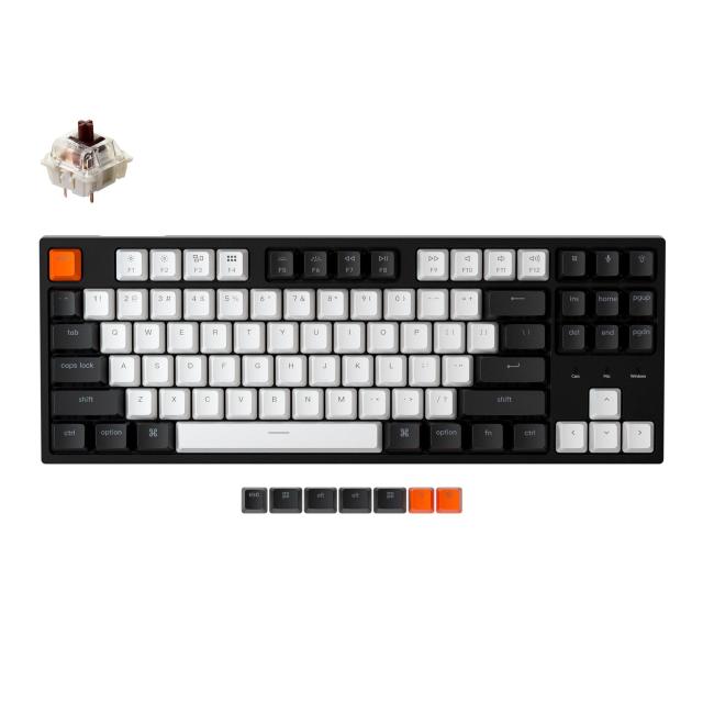 Геймърска механична клавиатура Keychron C1 TKL Gateron G Pro B3, Brown Switch RGB Backlight