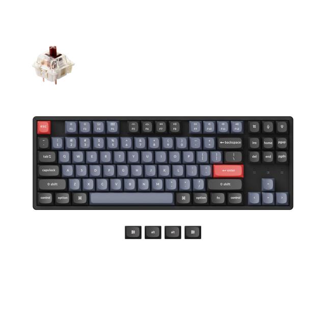 Геймърска механична клавиатура Keychron K8 Pro TKL Gateron G Pro J3, (Hot Swappable) Brown Switch RGB Backlight, Aлуминиева рамка