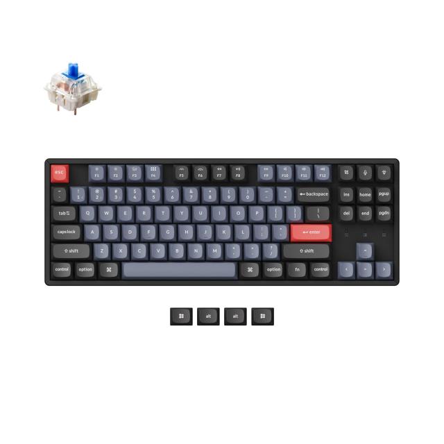 Геймърска механична клавиатура Keychron K8 Pro TKL Gateron G Pro J2, (Hot Swappable) Blue Switch RGB Backlight, Aлуминиева рамка