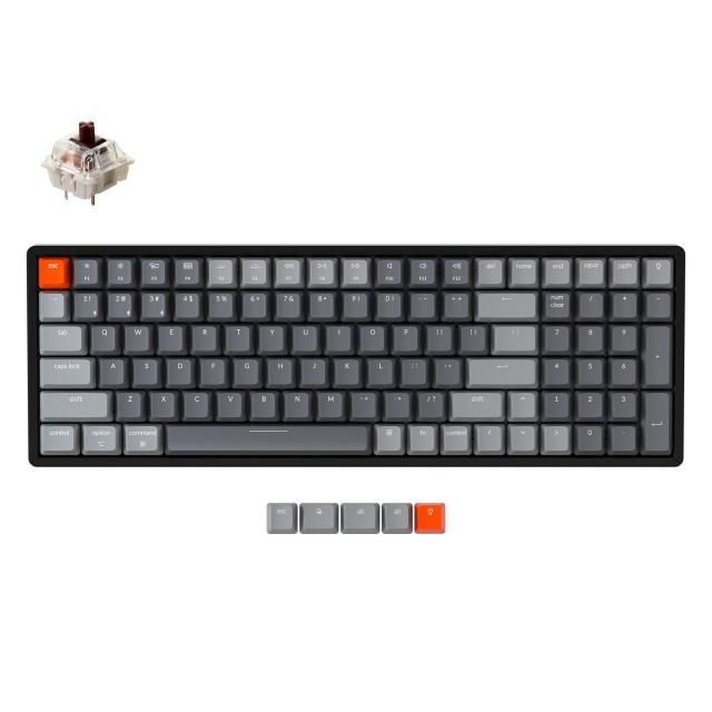 Геймърска Механична клавиатура Keychron K4 J3, Hot-Swappable Full-Size Gateron Brown Switch RGB Backlight, алуминиева рамка