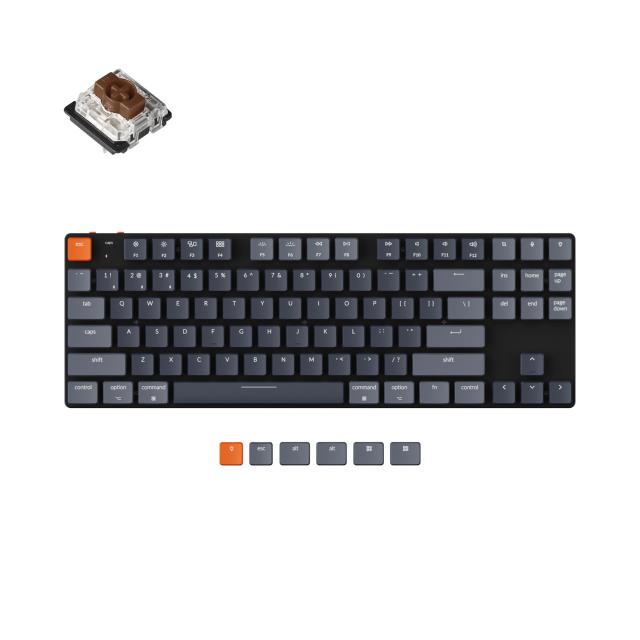 Геймърска Механична клавиатура Keychron K1 SE TKL H3, Hot-Swappable Gateron Low Profile, Brown Switch RGB Backlight, алуминиева и пластмасова рамка