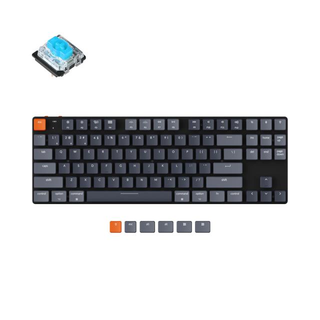 Геймърска Механична клавиатура Keychron K1 SE TKL H2, Hot-Swappable Gateron Low Profile, Blue Switch RGB Backlight, алуминиева и пластмасова рамка