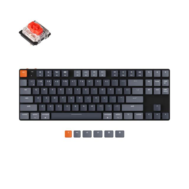 Геймърска Механична клавиатура Keychron K1 SE TKL H1, Hot-Swappable Gateron Low Profile, Red Switch RGB Backlight, алуминиева и пластмасова рамка