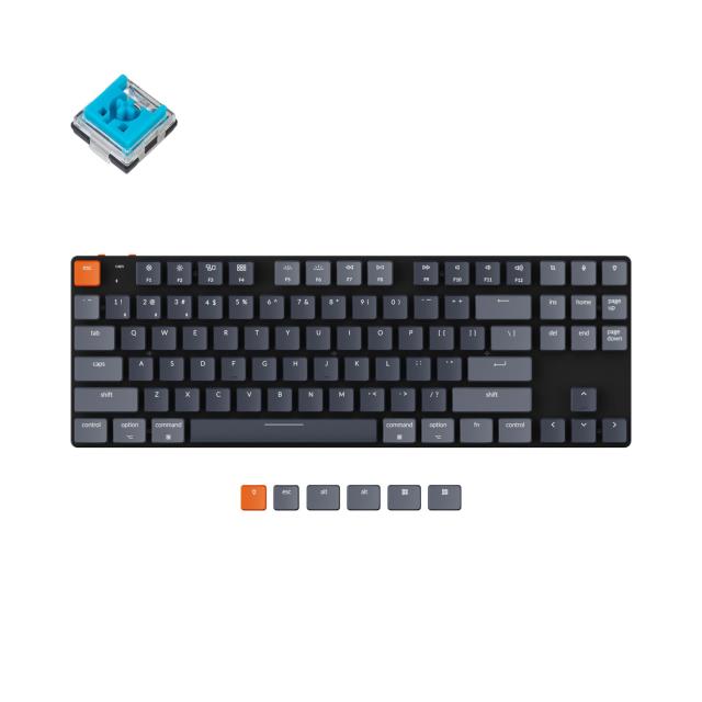 Геймърска Механична клавиатура Keychron K1 SE TKL E2, Hot-Swappable Low Profile Keychron Optical Blu Switch RGB Backlight, алуминиева и пластмасова рамка