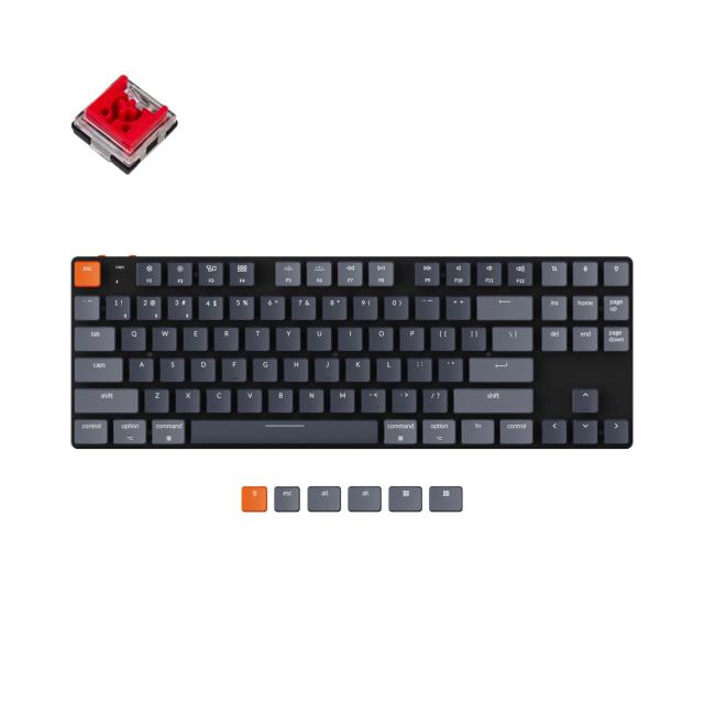 Геймърска Механична клавиатура Keychron K1 SE TKL E1, Hot-Swappable Low Profile Keychron Optical Red Switch RGB Backlight, алуминиева и пластмасова рамка