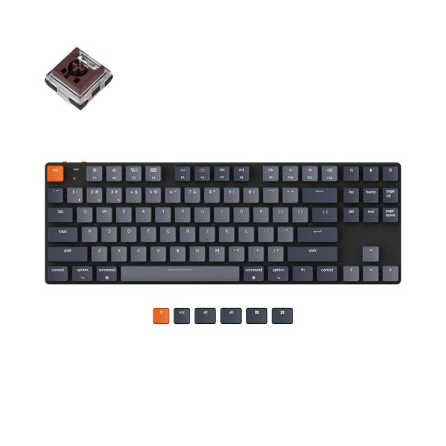 Геймърска Механична клавиатура Keychron K1 SE TKL D3, Hot-Swappable Low Profile Keychron Optical Brown Switch, алуминиева и пластмасова рамка, бяла подсветка