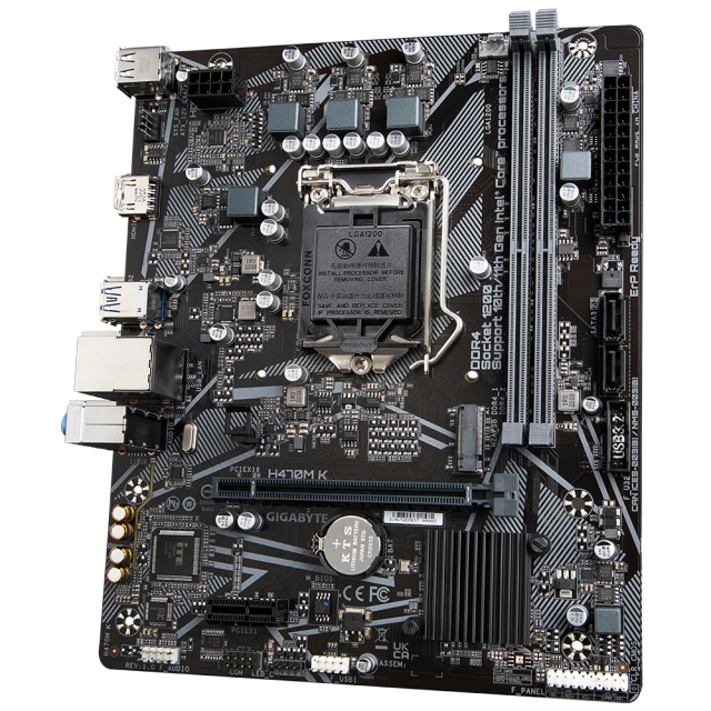 Дънна платка GIGABYTE H470M K, LGA1200, 2xDDR4, (HDMI), M.2 NVMe, Micro ATX 