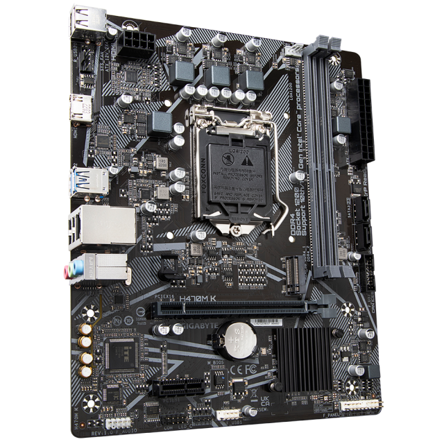 Дънна платка GIGABYTE H470M K, LGA1200, 2xDDR4, (HDMI), M.2 NVMe, Micro ATX 