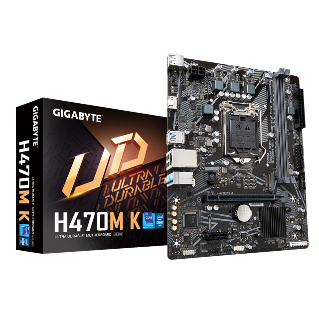 Дънна платка GIGABYTE H470M K, LGA1200, 2xDDR4, (HDMI), M.2 NVMe, Micro ATX 