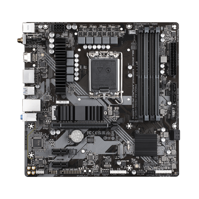 Дънна платка GIGABYTE B760M DS3H AX, LGA1700, 4xDDR4, (HDMI/DP), WIFI 6E, PCIe 4.0, 2xM.2 NVMe, USB Type-C, ATX