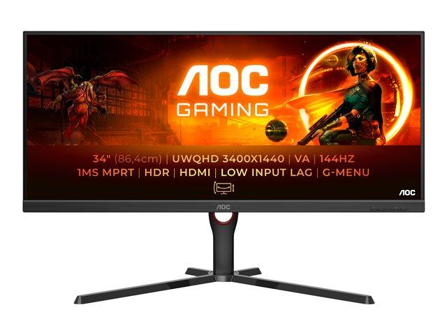 Монитор AOC U34G3XM/EU 34inch 3440x1440 VA Flat HAS 130mm, Brightness 300cd/m2, DP, 2xHDMI 